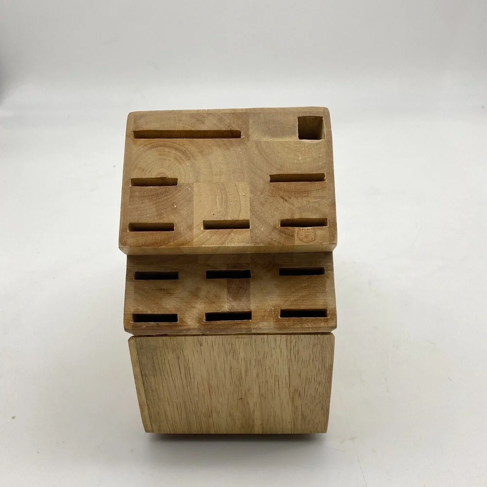 Vintage Chicago Cutlery Wooden Knife Block Replacement 13 Slot Angled Countertop